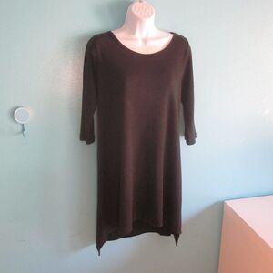 Vlas Blomme Japan Linen Knit Size S Pullover Tunic Dress Dark Gray Mini 33" Tall